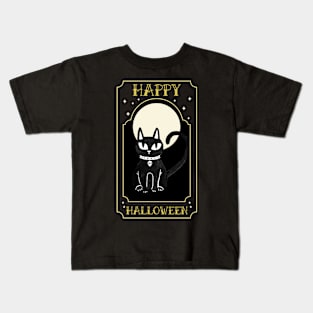 Happy Halloween Black Cat Design Kids T-Shirt